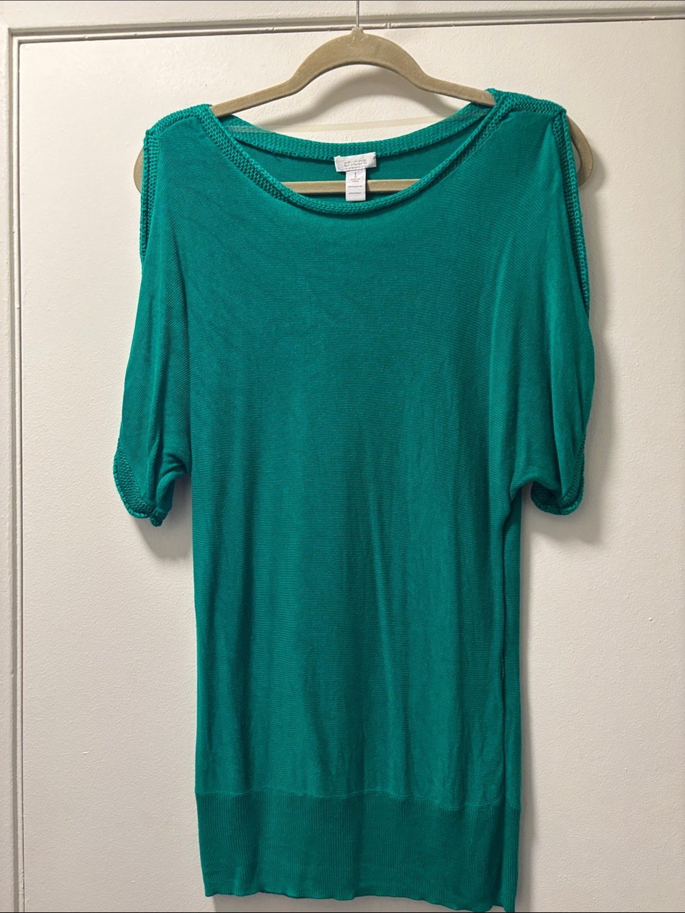 Chico's Teal Green Short Sleeve Knit Tunic
